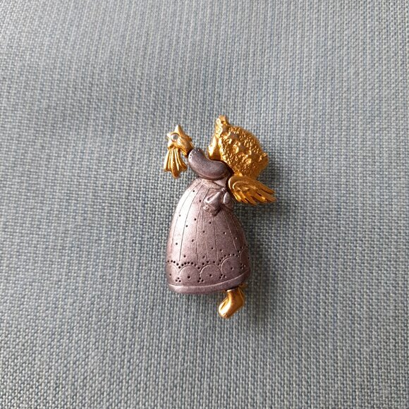 Vintage Angel Brooch Danecraft Shooting Star Girl Silver and Gold Tone - Picture 12 of 13